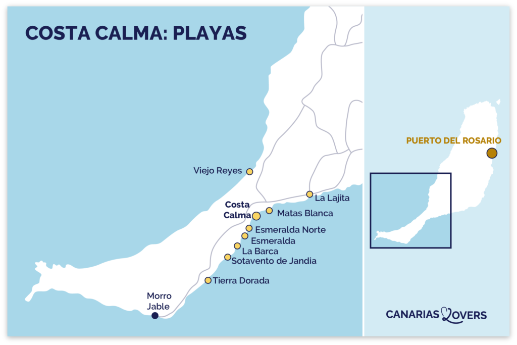 Karte Strände Costa Calma fuerteventura