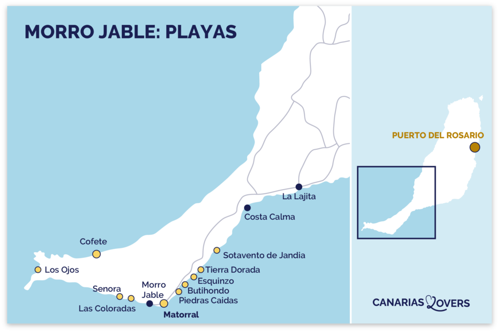 map Morro Jable beaches fuerteventura