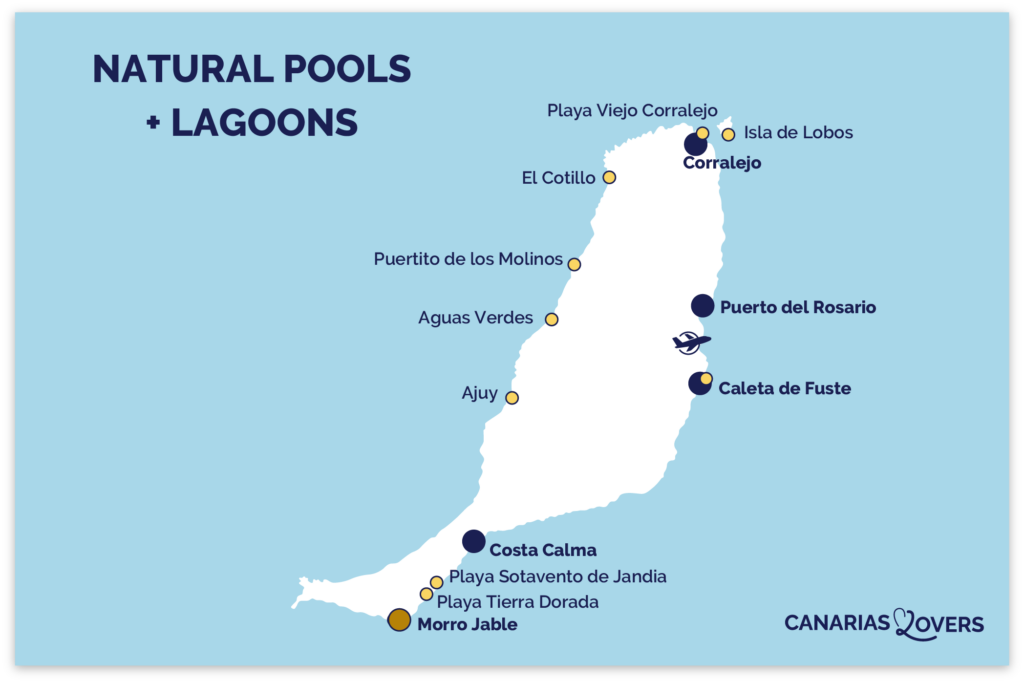 map natural pools Fuerteventura lagoons