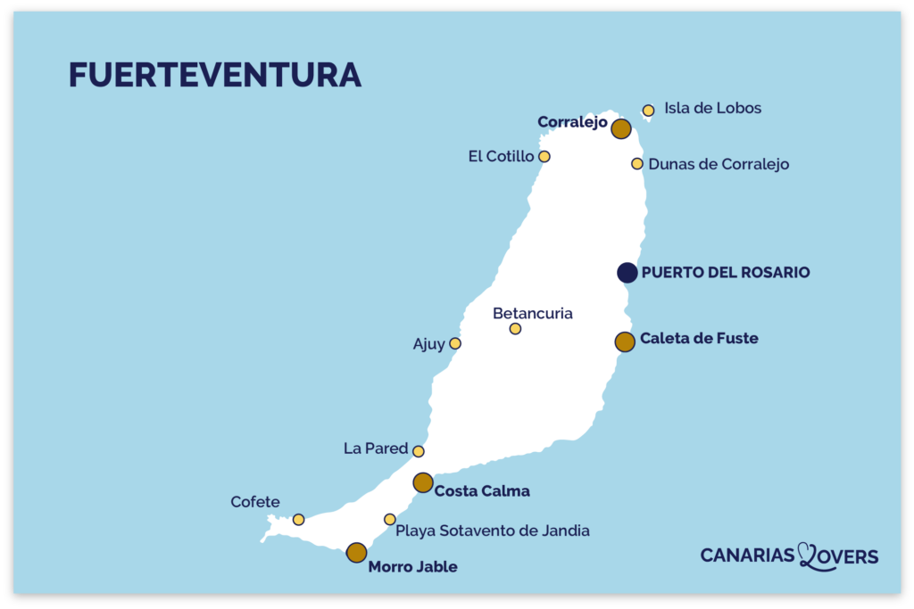 Mappa turistica dei punti salienti di Fuerteventura