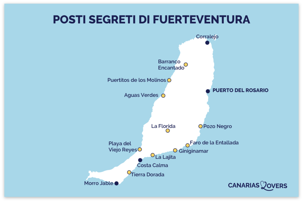 Mappa dei luoghi segreti di Fuerteventura fuori dai sentieri battuti