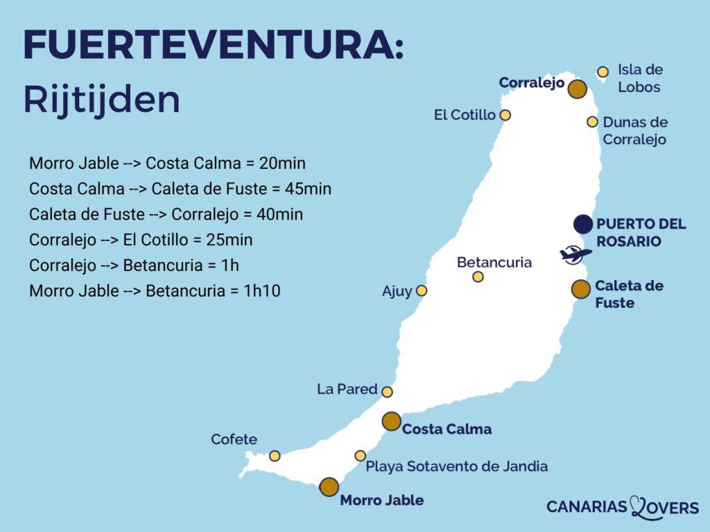 Fuerteventura reistijdenkaart