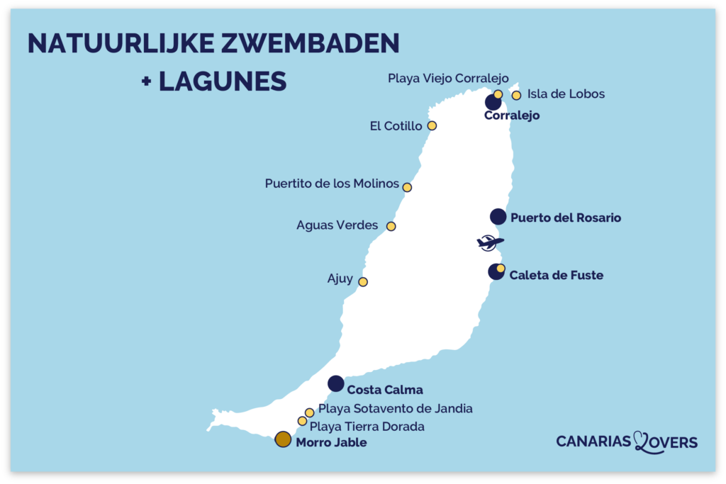kaart natuurlijke zwembaden lagunes Fuerteventura