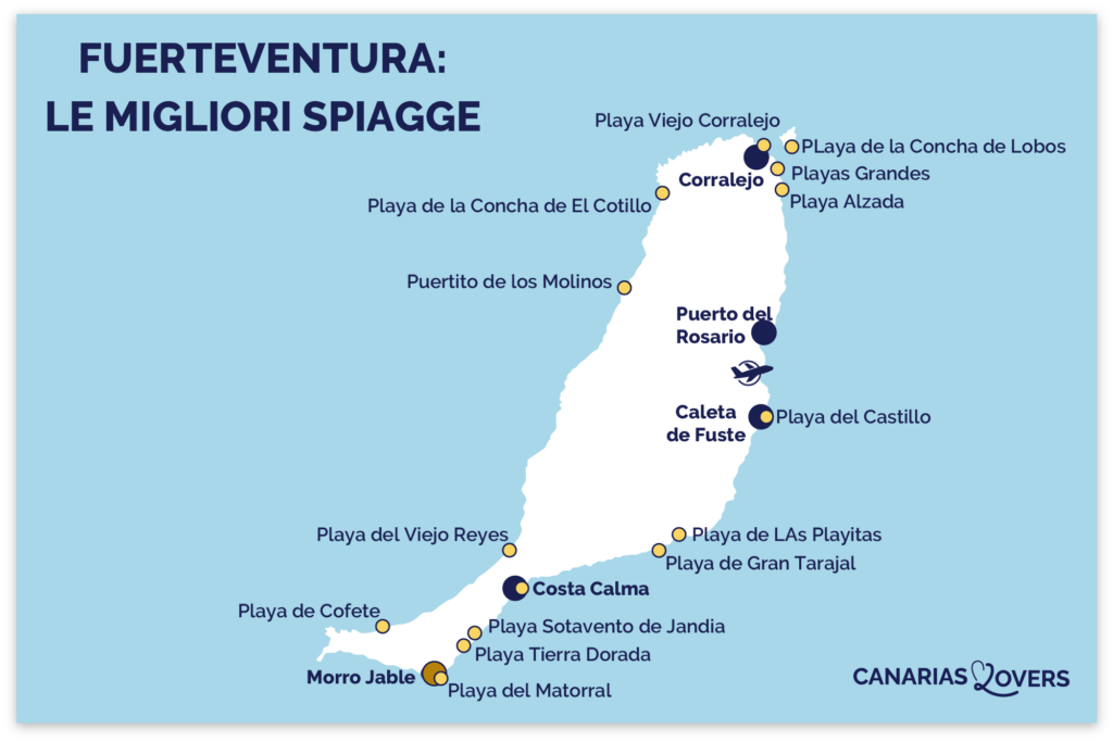 Mappa delle migliori spiagge di Fuerteventura
