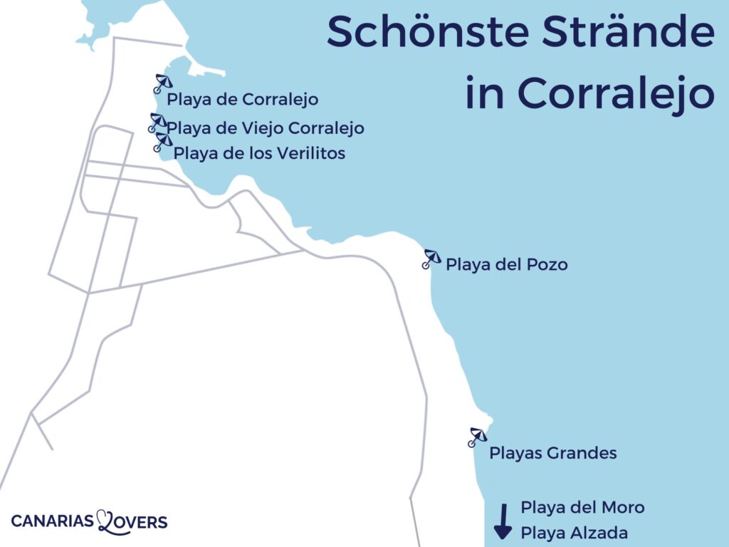 Karte besten Strände Corralejo Fuerteventura