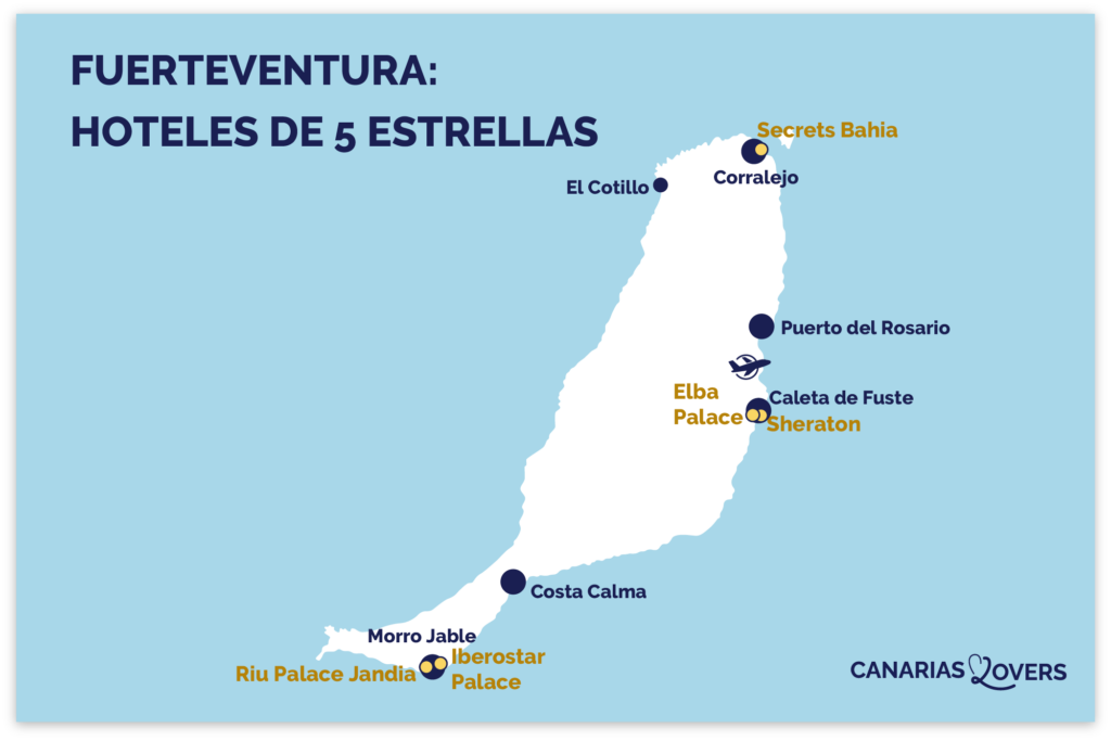 Mapa del hotel de lujo de 5 estrellas de Fuerteventura