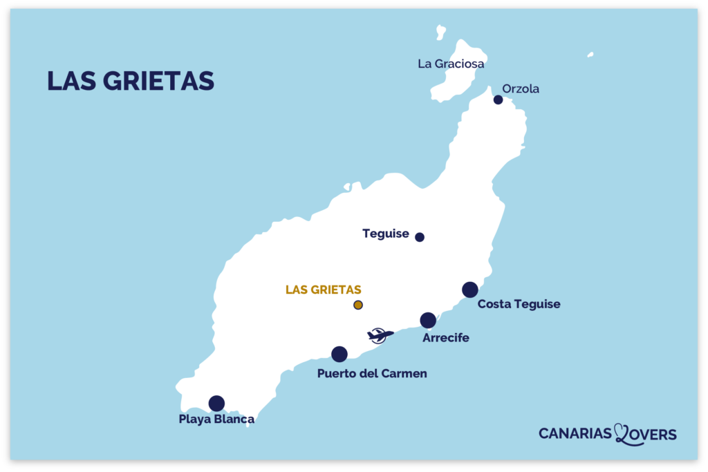 Mappa di las Grietas lanzarote