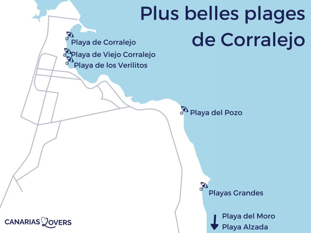 carte meilleures plages Corralejo Fuerteventura