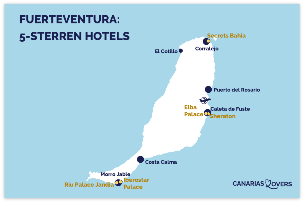 Kaart van Fuerteventura 5 sterren luxe hotels