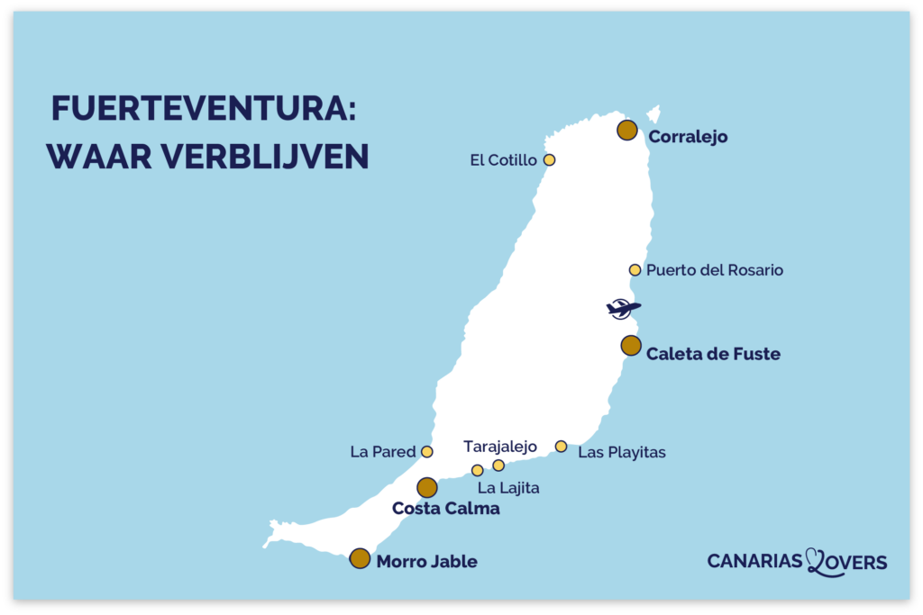 kaart waar te verblijven Fuerteventura beste steden