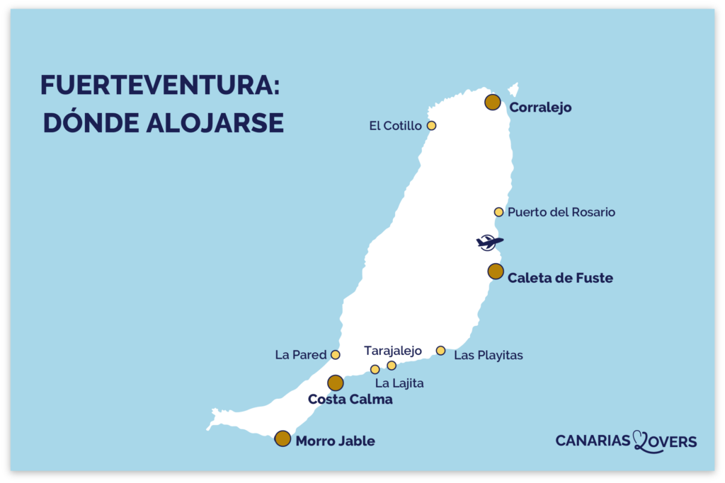 mapa donde alojarse Fuerteventura mejores ciudades