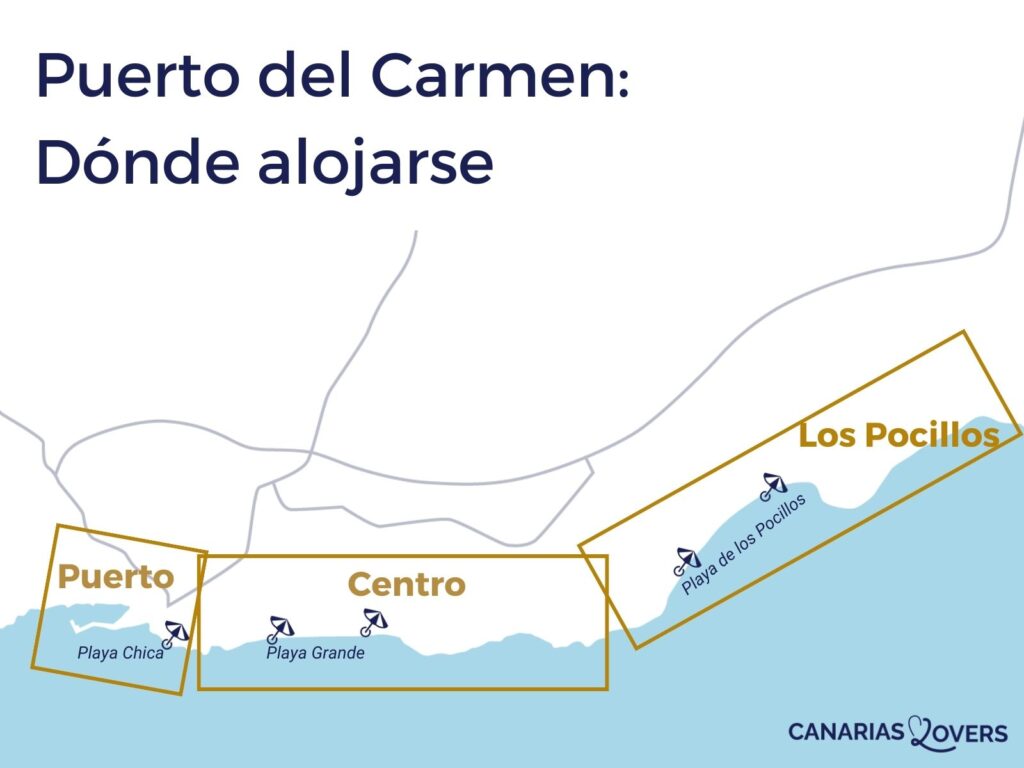 mapa mejor lugar para alojarse Puerto del Carmen Lanzarote