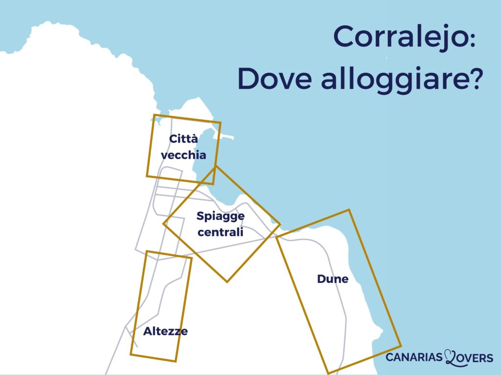 mappa miglior posto dove stare Corralejo zona Fuerteventura