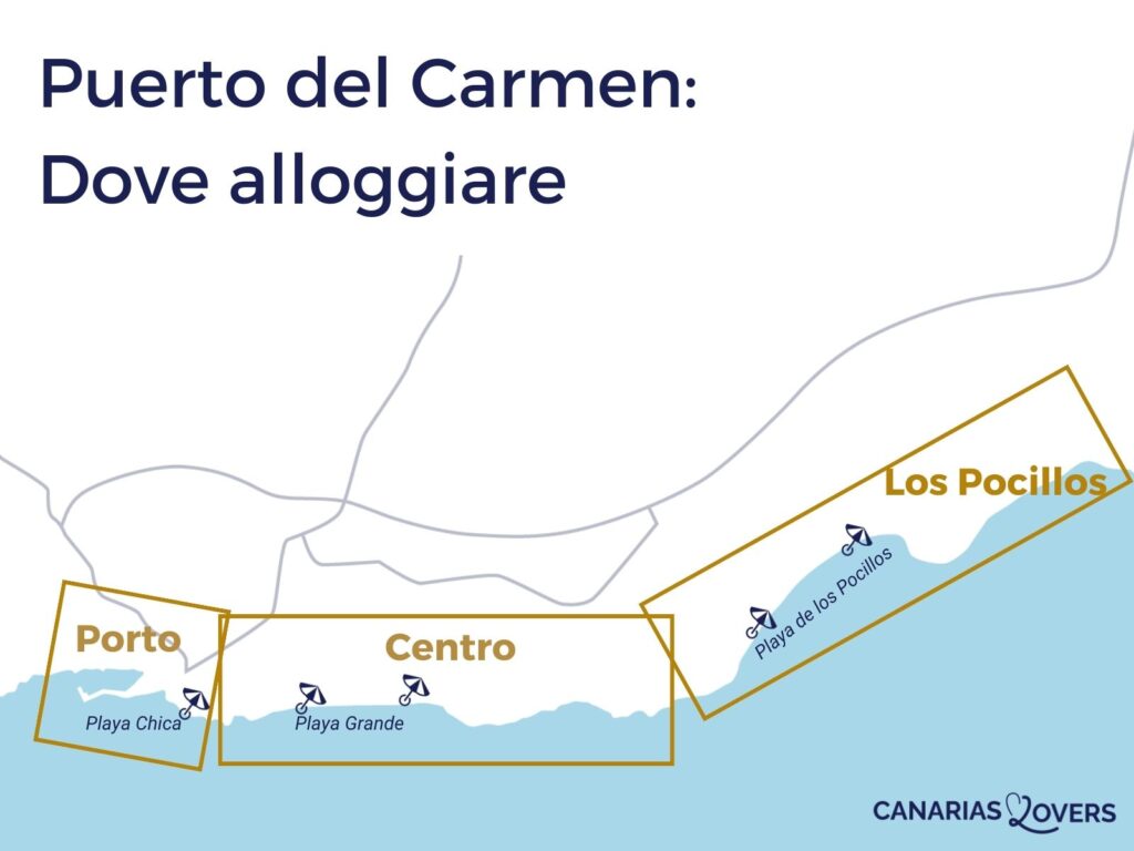 mappa miglior posto dove stare Puerto del Carmen Lanzarote