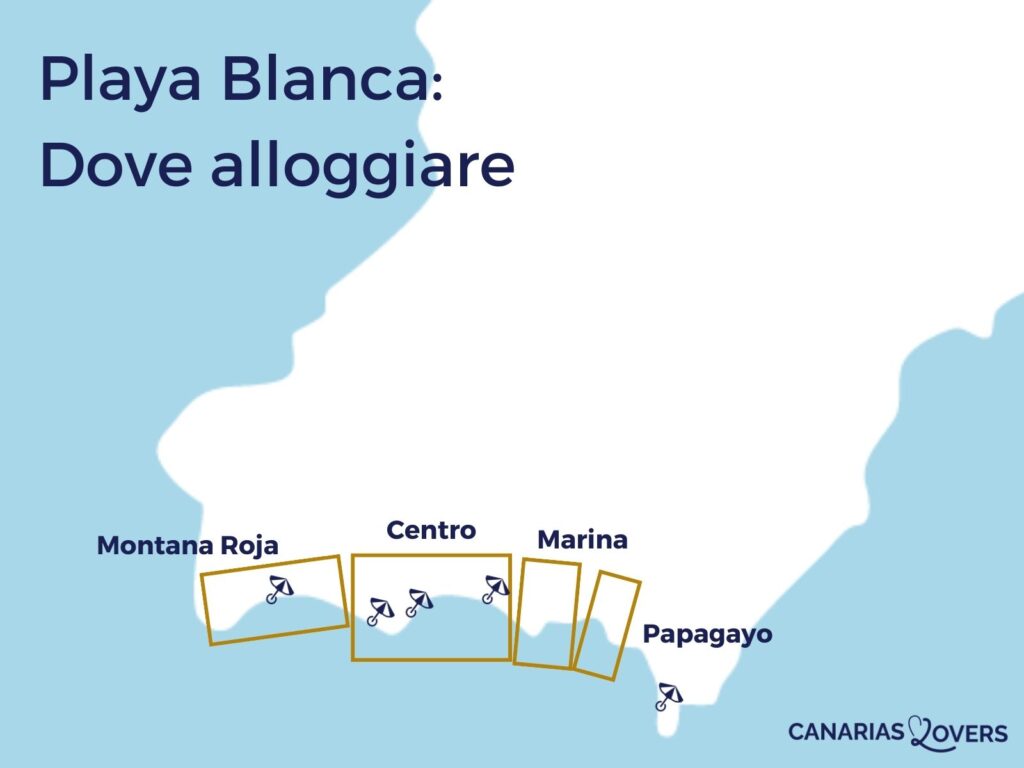 Mappa delle migliori aree in cui soggiornare a Playa Blanca