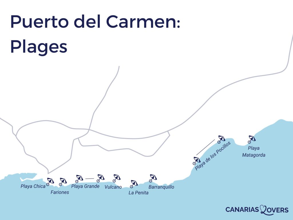carte meilleures plages Puerto del Carmen Lanzarote