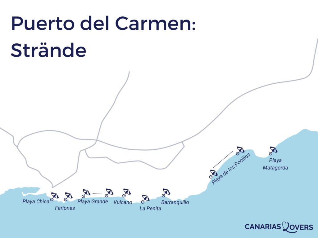 Karte beste Strände Puerto del Carmen Lanzarote