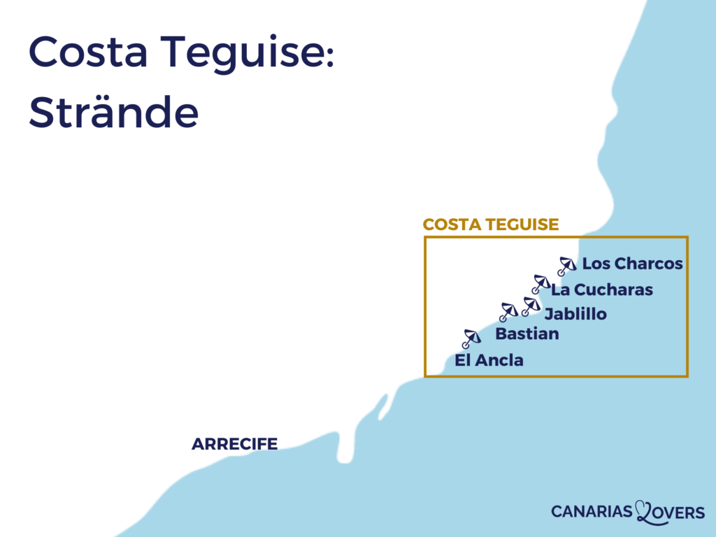 karte beste strände costa Teguise Lanzarote