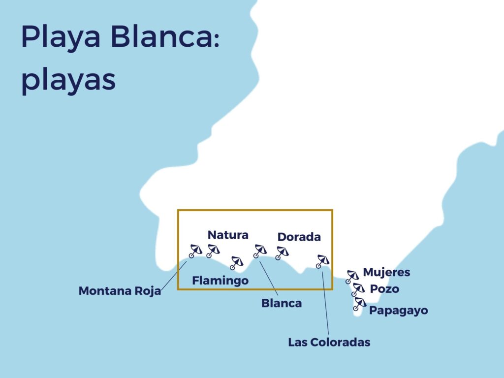 mapa mejores playas Playa Blanca Lanzarote