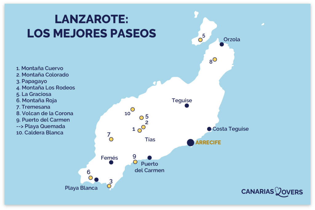 mejores paseos Lanzarote mapa