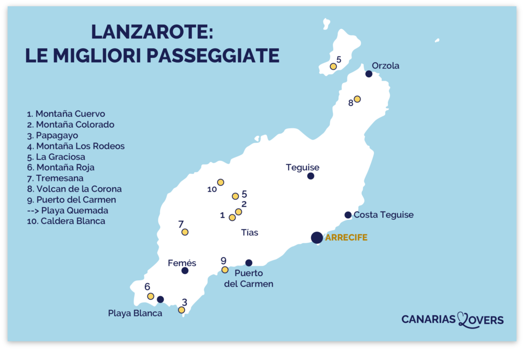 Le migliori passeggiate a Lanzarote mappa