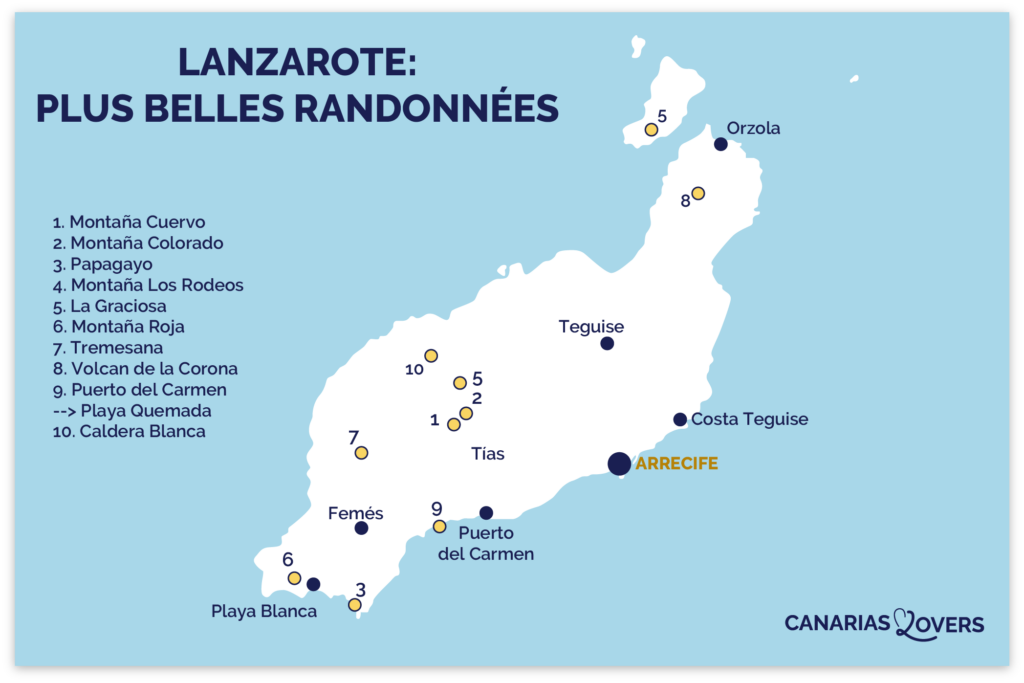 meilleures randonnees Lanzarote carte
