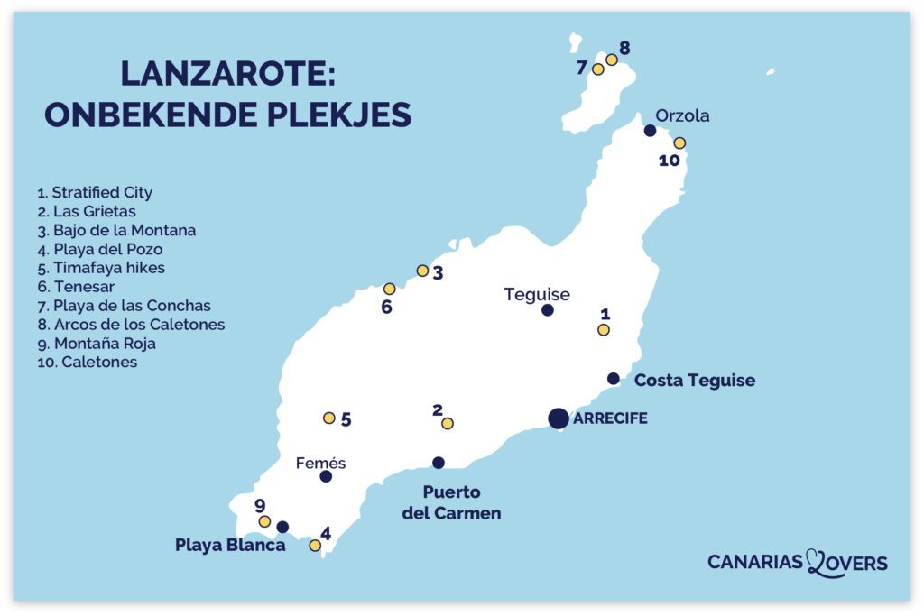 kaart geheime plaatsen Lanzarote