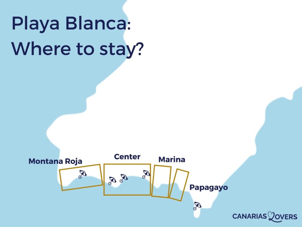 Kort over de bedste områder at bo i playa blanca