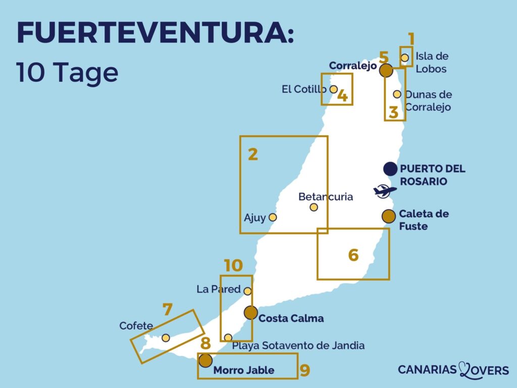 Karte Fuerteventura 10 Tage Reiseverlauf