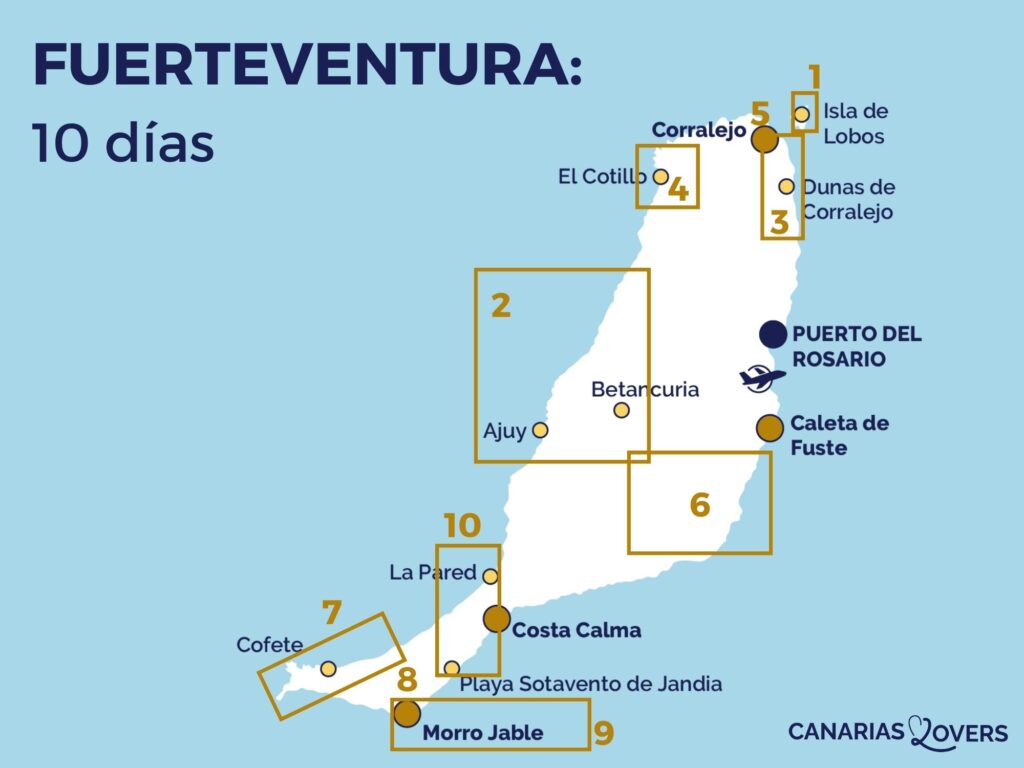 Tarjeta de itinerario de 10 días de Fuerteventura