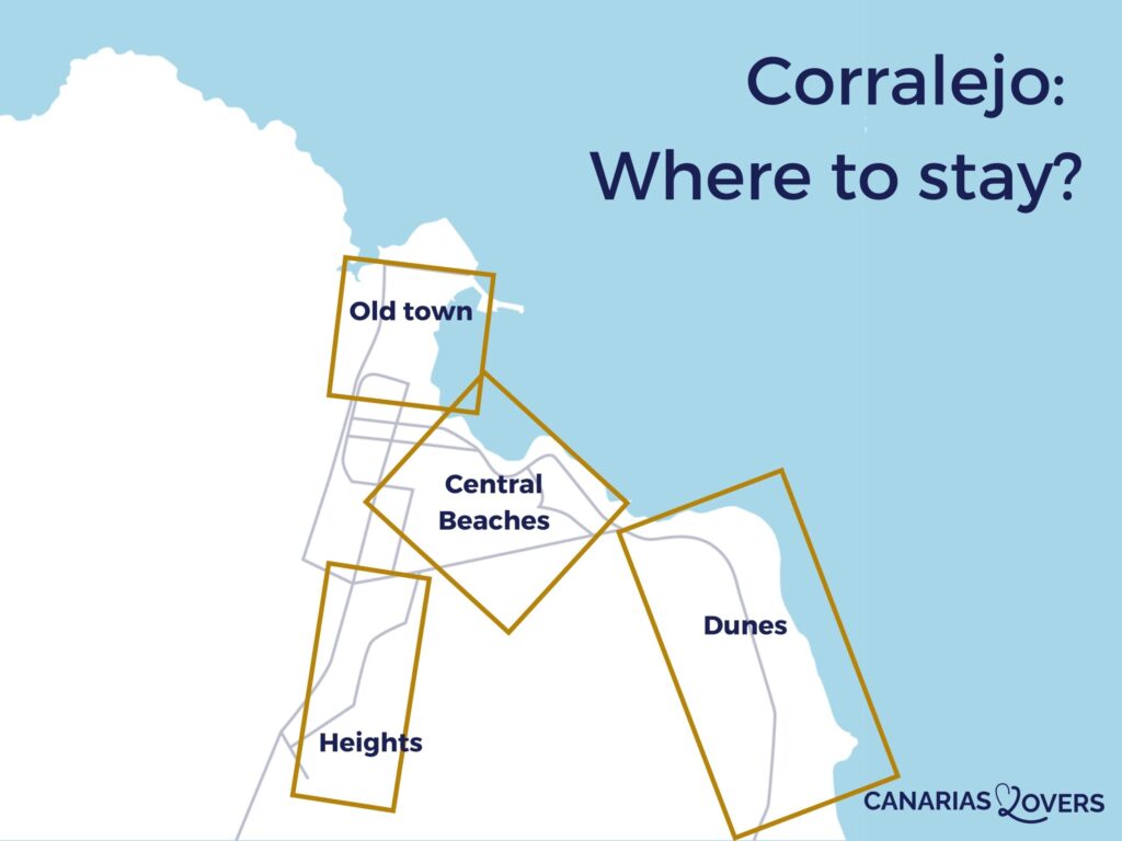 mapa melhor lugar para ficar Corralejo zona Fuerteventura