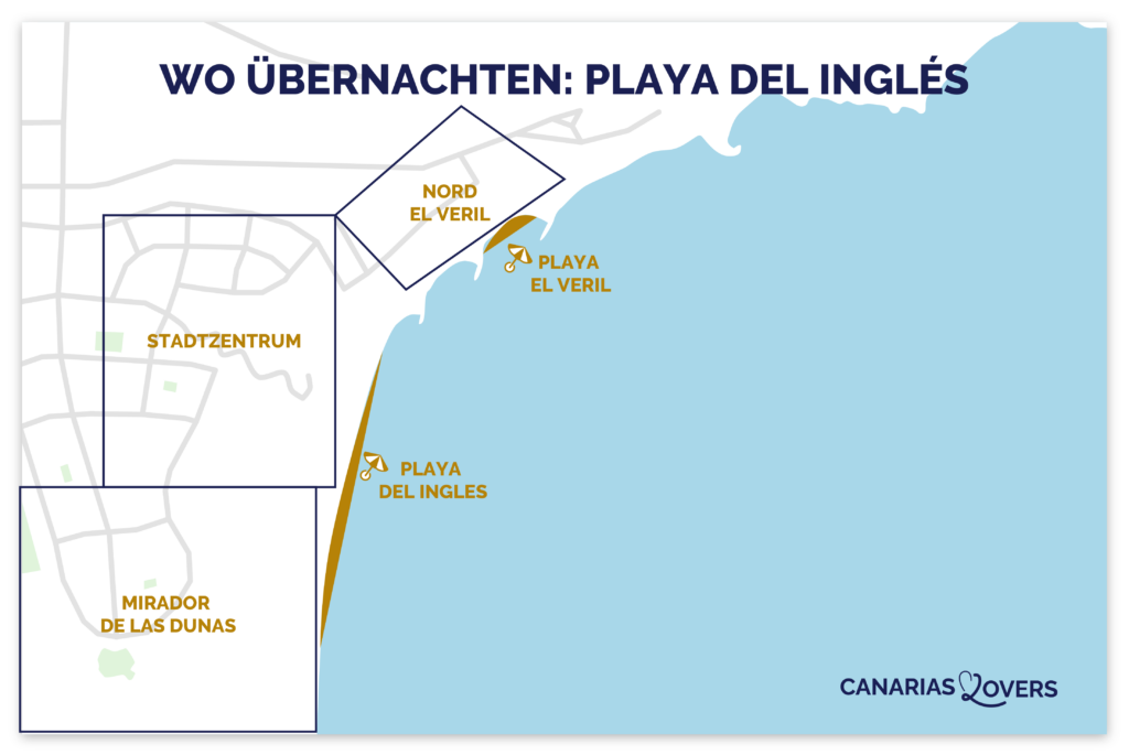 Karte der besten Wohngegenden in Playa del Inglés (Gran Canaria)