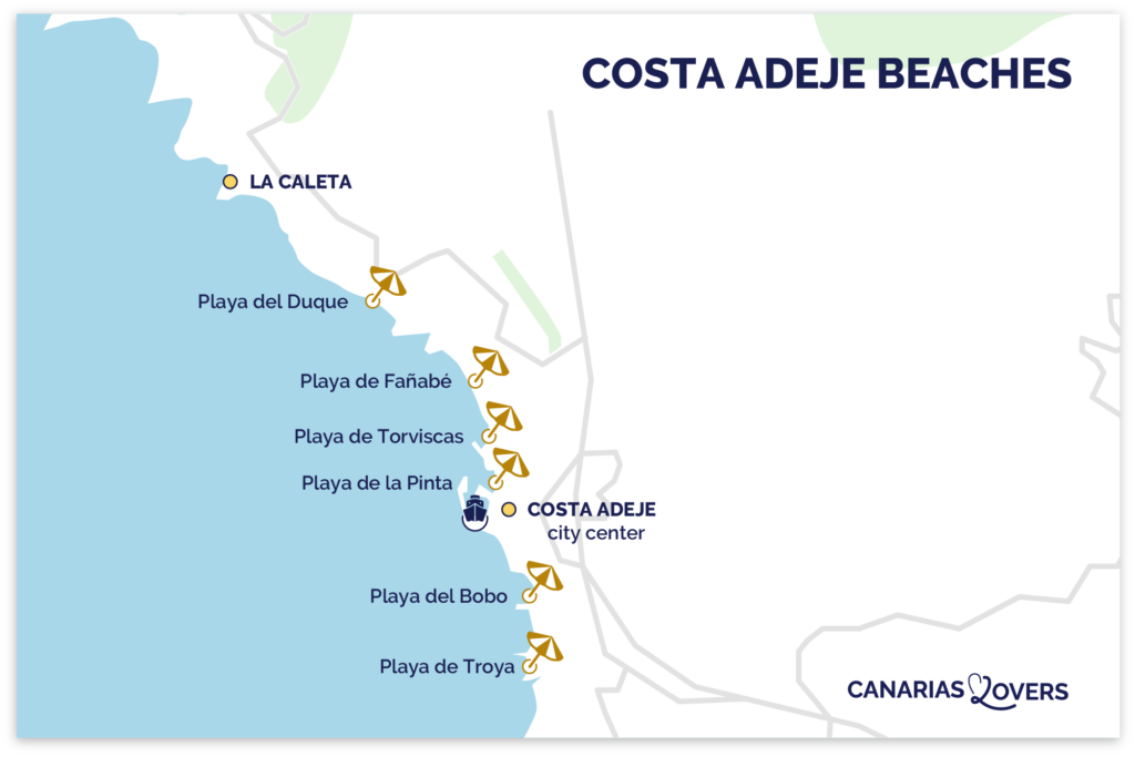 map most beautiful beaches costa adeje tenerife