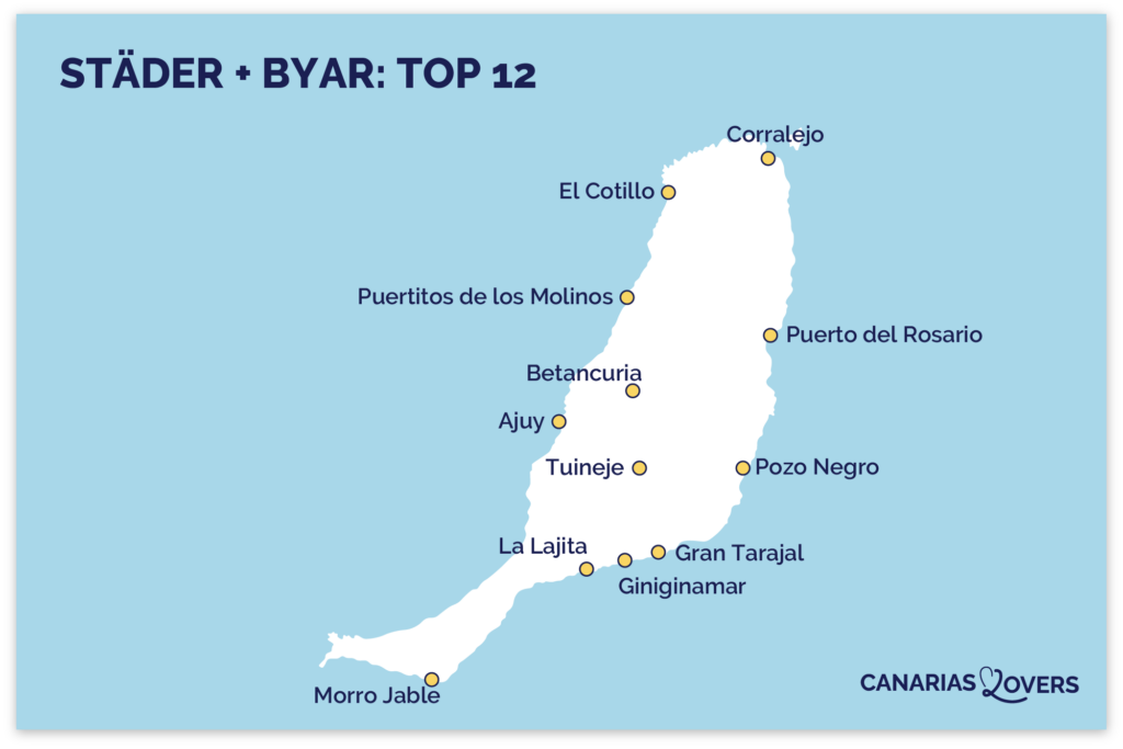 karta bästa städerna byar Fuerteventura