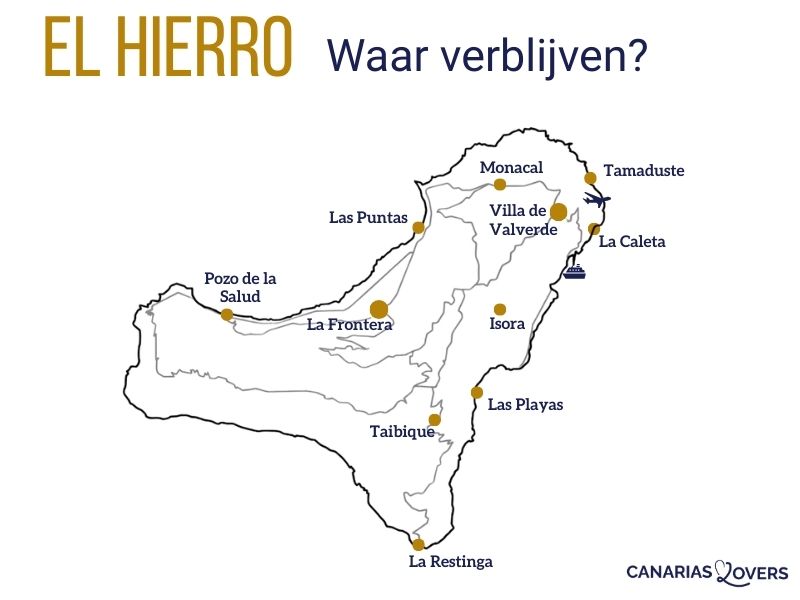 kaart waar overnachten El Hierro slapen